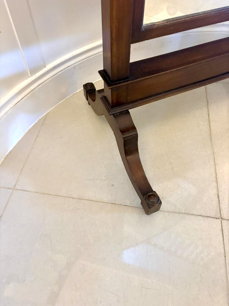 Attractive Antique Edwardian Quality Carved Mahogany Cheval Mirror - Image 3